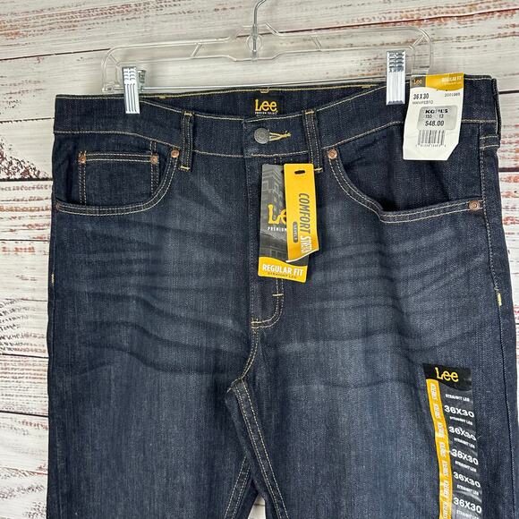 Mens NWT Lee Premium Select Straight Leg Regular Fit Dark Wash Denim Jeans 36X30 - Picture 1 of 7